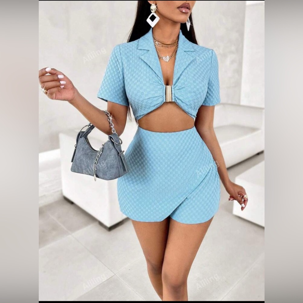 Shein Light Blue Skort Set